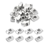 sourcing map 100Pcs M8 T Nut Sliding T Slot Nut Fastener Carbon Steel Nickel Plated Half Round Roll in Sliding Aluminum Profile Accessories for Groove width 10mm 4040 Series