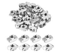 sourcing map 100Pcs M8 T Nuts Sliding T Slot Nut Fastener Carbon Steel Nickel Plated Half Round Roll in Sliding Aluminum Profile Accessories 4545 Series