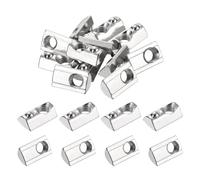 sourcing map 100Pcs M8 T Spring Nut Fastener Carbon Steel Nickel Plated Half Round Roll in Spring T Slot Nut for T-Slot Aluminum Profile 3D Printer, CNC Router 4040 Series
