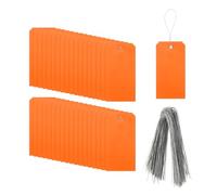 sourcing map 100Pcs Marking Tags with String, 6.3" x 3.1" Waterproof Hang Tags Attached Writable Rectangle Plastic Wires Shipping Tags for Outdoor Luggage Clothes, Orange