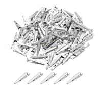 sourcing map 100Pcs Metal Alligator Clips 28mm Nickel Plated Spring Clamp Mini Alligator Clips for Laboratory Battery Electric Testing and DIY Craft Multi-Function Clamp