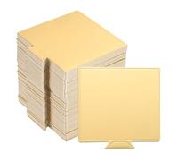 sourcing map 100pcs Mini Cake Boards, Mousse Cake Cardboards Square Cake Bases Plates Cupcake Dessert Displays Base Tray for Cakes, Pastries, Dessert Base - Grease Proof (Gold)