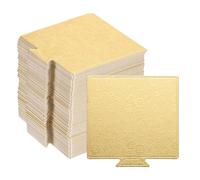 sourcing map 100pcs Mini Cake Boards, Mousse Cake Cardboards Square Cake Bases Plates Cupcake Dessert Displays Base Tray for Cupcakes, Cakes, Pastries, Dessert Base - Grease Proof (Floral Gold)
