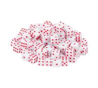 sourcing map 100Pcs Mini Dice, 8mm/0.31" Acrylic Tiny Six Side Game Dot Square Dice Bulk for Table Board Game Party Activities, White/Red