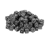 sourcing map 100Pcs Mini Dice, 8mm/0.31" Acrylic Tiny Six Side Game Dot Square Dice Bulk for Table Board Game Party Activities, Black/White