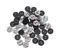 sourcing map 100Pcs Natural Shell Button, 2 Hole 10mm Pearlescent Mother of Pearl Buttons for Shirt Coats Suits Jacket Jeans Skirts DIY Sewing Crafts, Black