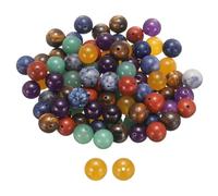 sourcing map 100pcs Natural Stone Beads 10mm 7 Mixed Color Round Gemstone Stone Loose Beading Real Genuine Smooth Balls Bead for Jewelry Making Bracelets Necklace Earrings DIY
