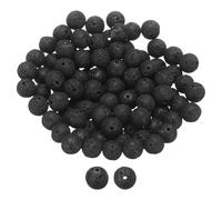 sourcing map 100pcs Natural Stone Beads 10mm Black Volcanic Round Gemstone Stone Loose Beading Real Genuine Smooth Balls Bead for Jewelry Making Bracelets Necklace Earrings DIY