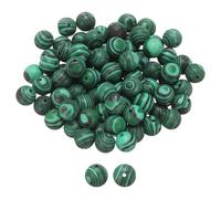 sourcing map 100pcs Natural Stone Beads 10mm Malachite Round Gemstone Stone Loose Beading Real Genuine Smooth Balls Bead for Jewelry Making Bracelets Necklace Earrings DIY