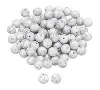 sourcing map 100pcs Natural Stone Beads 10mm White Turquoise Round Gemstone Stone Loose Beading Real Genuine Smooth Balls Bead for Jewelry Making Bracelets Necklace Earrings DIY