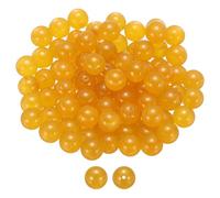 sourcing map 100pcs Natural Stone Beads 10mm Yellow Jade Round Gemstone Stone Loose Beading Real Genuine Smooth Balls Bead for Jewelry Making Bracelets Necklace Earrings DIY