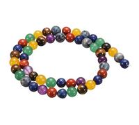 sourcing map 100pcs Natural Stone Beads 6mm 7 Mixed Color Round Gemstone Stone Loose Beading Real Genuine Smooth Balls Bead for Jewelry Making Bracelets Necklace Earrings DIY