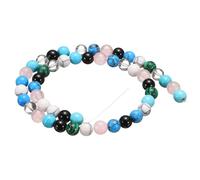 sourcing map 100pcs Natural Stone Beads 6mm Mixing Color Round Gemstone Stone Loose Beading Real Genuine Smooth Balls Bead for Jewelry Making Bracelets Necklace Earrings DIY