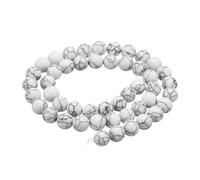 sourcing map 100pcs Natural Stone Beads 8mm White Turquoise Round Gemstone Stone Loose Beading Real Genuine Smooth Balls Bead for Jewelry Making Bracelets Necklace Earrings DIY