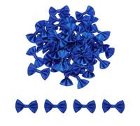 sourcing map 100pcs Navy Blue Bow Ties 1.5" x 1" Mini Bowknot for Crafting Little Satin Bows Bulk for DIY Sewing Scrapbooking Wedding Gift Present Home Decoration
