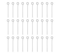 sourcing map 100pcs Open Eye Head Pins 0.94" 24mm Mini Metal Wire Eye Pins Beading Small Needles Bulk for Earring Pendant Necklace Bracelet Charm Jewelry Making Findings DIY Craft, Silver Tone