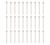 sourcing map 100pcs Open Eye Head Pins 1.18" 30mm Mini Metal Wire Eye Pins Beading Small Needles Bulk for Earring Pendant Necklace Bracelet Charm Jewelry Making Findings DIY Craft, Rose Gold