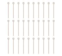 sourcing map 100pcs Open Eye Head Pins 1.38" 35mm Mini Metal Wire Eye Pins Beading Small Needles Bulk for Earring Pendant Necklace Bracelet Charm Jewelry Making Findings DIY Craft, Rose Gold