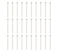 sourcing map 100pcs Open Eye Head Pins 1.57" 40mm Mini Metal Wire Eye Pins Beading Small Needles Bulk for Earring Pendant Necklace Bracelet Charm Jewelry Making Findings, Champagne Gold