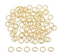 sourcing map 100Pcs Open Jump Rings, 8mm Twisted O-Ring Connectors for DIY Crafts Bracelet Necklaces Jewelry Making, Light Gold