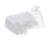 sourcing map 100pcs Organza Bags 10x15cm Drawstring Favor Pouches Sheer Mesh Bag for Gift Jewelry Wedding Party Christmas Candy White