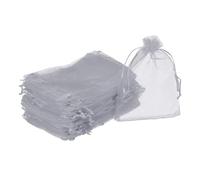 sourcing map 100pcs Organza Bags 10x15cm Drawstring Favor Pouches Sheer Mesh Bag for Gift Jewelry Wedding Party Christmas Candy Grey