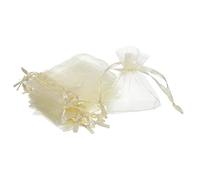 sourcing map 100pcs Organza Bags 5x7cm Drawstring Favor Pouches Sheer Mesh Bag for Gift Jewelry Wedding Party Christmas Candy Cream White