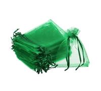 sourcing map 100pcs Organza Bags 8x11cm Drawstring Favor Pouches Sheer Mesh Bag for Gift Jewelry Wedding Party Christmas Candy Dark Green