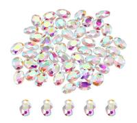 sourcing map 100Pcs Oval Pointed Back Rhinestone, 10 x 14 mm Oval Faceted Glass Rhinestone Gems Pointed Back Faceted Glass Beads for Jewelry Making DIY Crafts Shoes Crystal, AB Color