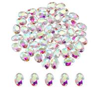 sourcing map 100Pcs Oval Pointed Back Rhinestone, 13 x 18 mm Oval Faceted Glass Rhinestone Gems Pointed Back Faceted Glass Beads for Jewelry Making DIY Crafts Shoes Crystal, AB Color