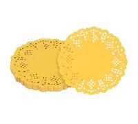 sourcing map 100pcs Paper Doilies, 3.5 Inch Lace Paper Doilies, Disposable Paper Placemats for Cakes Table Plate Crafts Party Weddings Tableware Yellow