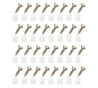 sourcing map 100Pcs Plastic Hinge Dowel Inserts, M4 x 10mm Furniture Pre-Inserted Nuts with Self-Tapping Screws for Kitchen Cabinet Door Hinges, White