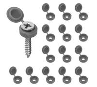 sourcing map 100pcs Plastic Hinged Screw Cover Caps 3.1mm / 0.12" Shutter Screw Caps Fold Snap Washer Covers for Windows Outside Railings Furniture, Gray