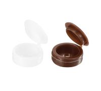 Sourcing Map 100pcs Plastic Hinged Screw Cover Caps, 4mm Fold Snap Covers for Covering Head (White and Dark Brown)