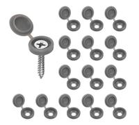 sourcing map 100pcs Plastic Hinged Screw Cover Caps 5.4mm / 0.21" Shutter Screw Caps Fold Snap Washer Covers for Windows Outside Railings Furniture, Gray