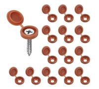 sourcing map 100pcs Plastic Hinged Screw Cover Caps 5.4mm / 0.21" Shutter Screw Caps Fold Snap Washer Covers for Windows Outside Railings Furniture, Brown