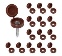 sourcing map 100pcs Plastic Hinged Screw Cover Caps 5.7mm / 0.22" Shutter Screw Caps Fold Snap Washer Covers for Windows Outside Railings Furniture, Dark Brown