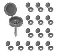 sourcing map 100pcs Plastic Hinged Screw Cover Caps 5.9mm / 0.23" Shutter Screw Caps Fold Snap Washer Covers for Windows Outside Railings Furniture, Gray