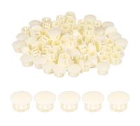 sourcing map 100pcs Plastic Hole Plugs 1/2" 13mm Nylon Round Drill Screw Hole Covers Flush Panel Locking Plugs for Furniture Cabinet Shelf Door Insert End Caps, Beige