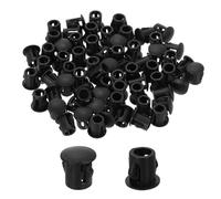 sourcing map 100Pcs Plastic Hole Plugs, 5mm(3/16") Flush Type Panel Plugs, Round Snap Knockout Locking Plugs for Furniture Insert End Caps Panels, Black