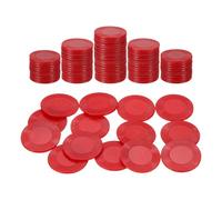 sourcing map 100Pcs Plastic Poker Chips, 0.9 Inch Mini Bingo Chips Learning Counters Counting Counters Disks Markers Opaque Game Tokens for Game Play Math Counting, Red, Pattern