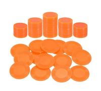 sourcing map 100Pcs Plastic Poker Chips, 0.9 Inch Mini Bingo Chips Learning Counters Counting Counters Disks Markers Opaque Game Tokens for Game Play Math Counting, Orange, Pattern