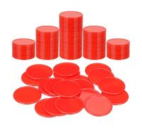 sourcing map 100Pcs Plastic Poker Chips, 1.5 Inch Learning Counters Counting Counters Disks Markers Opaque Game Tokens for Game Play Math Counting, Red