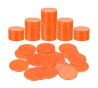 sourcing map 100Pcs Plastic Poker Chips, 1.5 Inch Learning Counters Counting Counters Disks Markers Opaque Game Tokens for Game Play Math Counting, Orange