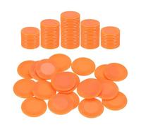 sourcing map 100Pcs Plastic Poker Chips, 1.5 Inch Mini Bingo Chips Learning Counters Counting Counters Disks Markers Opaque Game Tokens for Game Play Math Counting, Orange, Pattern