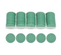 sourcing map 100Pcs Plastic Poker Chips, 35 mm Mini Bingo Chips Learning Counters Disks Markers Opaque Game Tokens with Storage Box for Game Play Math Counting, Green