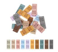 sourcing map 100pcs PU Leather Label, Sewing Embossed Tags Embellishment Knit DIY Accessories for Jeans Bags Shoes (10 Colors)