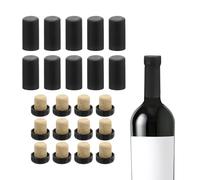 sourcing map 100Pcs PVC Heat Shrink Capsules with 12Pcs T-Shaped Cork Wine Stopper Wine Bottle Sealer Wrap Caps with Tear-Off Tabs for Wine Bottles, Wine Cellars, Home, 30x60mm, Black