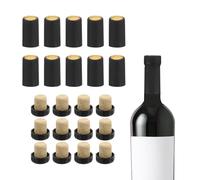 sourcing map 100Pcs PVC Heat Shrink Capsules with 12Pcs T-Shaped Cork Wine Stopper Wine Bottle Sealer Wine Shrink Wrap Caps for Wine Glass Bottles, Wine Cellars, Home, 32x50mm, Olive Black