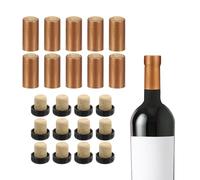 sourcing map 100Pcs PVC Heat Shrink Capsules with 12Pcs T-Shaped Cork Wine Stopper Wine Bottle Sealer Wine Shrink Wrap Caps for Wine Glass Bottles, Wine Cellars, Home, 30x60mm, Light Gold